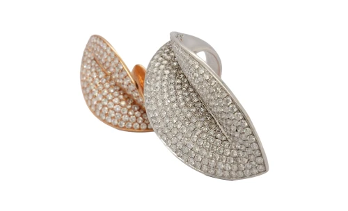 5.17ct Natural Diamond & 18ct Rose/White Gold Bespoke Leaf Ring (68.5 x 40mm) 23.14g