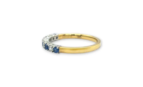 0.39ct Natural Sapphire & Diamond Eternity Ring- 18ct Gold 2.5g