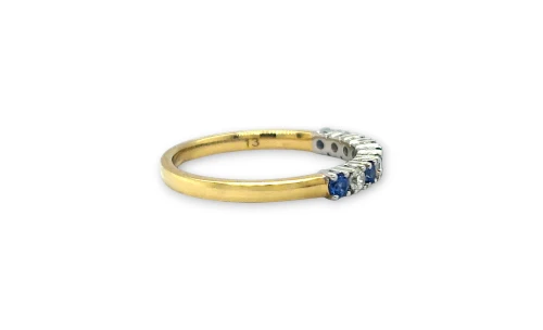 0.39ct Natural Sapphire & Diamond Eternity Ring- 18ct Gold 2.5g