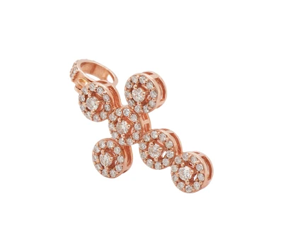 1.97ct Natural Diamond & 14ct Rose Gold Cross Pendant ( 46.3 x 25.5mm) 7.66g