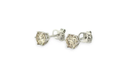 1.82ct Natural Diamond & 18ct White Gold 6.3mm Stud Earrings 1.9g