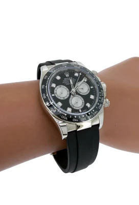 Rolex 40mm Daytona Cosmograph- Diamond Dial - 18ct White Gold & Oyster Flex Strap (2023 Box & Papers) Model: 126519LN