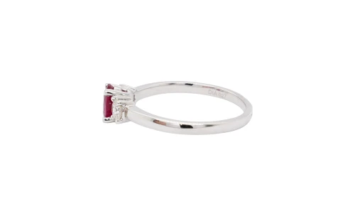 0.40ct Ruby & 0.27ct Diamond Trilogy Ring-18ct White Gold 2.6g