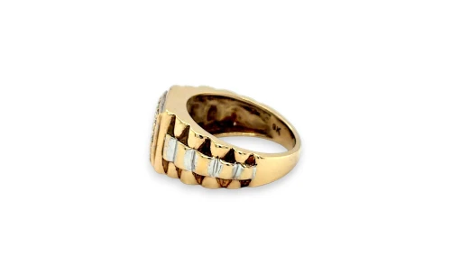 0.50ct Natural Diamond & 9ct Gold Rolex Style Signet Ring 10.35g