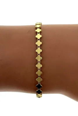 9ct Gold 3.7mm Fancy Clover Linked Bracelet 7.5 Inch