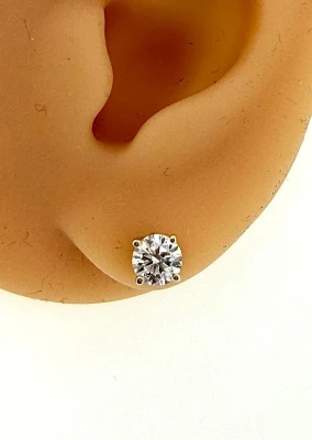 1.00ct Lab Grown Diamond & 9ct Gold Solitaire Stud Earrings