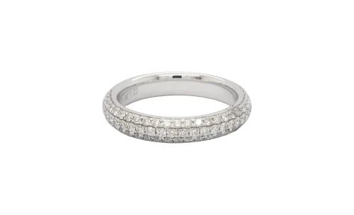 1.23ct Natural FULL Diamond & 18ct White Gold 3.8mm Eternity/Wedding Band 4.9g