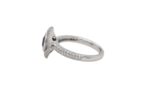 0.80ct Sapphire & 1.05ct Diamond Halo/Solitaire Ring -18ct White Gold 5.43g