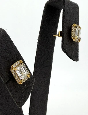 1.20ct Diamond & 18ct Gold Halo Stud Earrings 3.4g (8.7mm x 6.5mm)