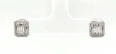 0.37ct Diamond & 18ct White Gold Halo Stud Earrings 1.8g