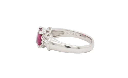 1.91ct Natural Ruby & Diamond 7.4mm Platinum Dress Ring 5.68g