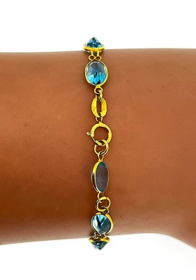 7.50ct Topaz & 18ct Gold Bracelet 4.6g 7.5inch