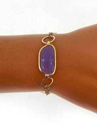 9ct Rose Gold & Lavender Quartz Bracelet 4.9g 7.5inch