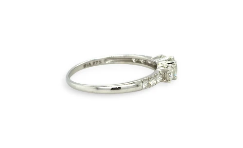 0.75ct Natural Diamond & 18ct White Gold Trilogy Ring 2.15g