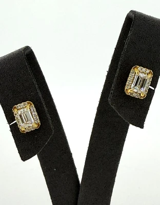 1.20ct Diamond & 18ct Gold Halo Stud Earrings 3.4g (8.7mm x 6.5mm)