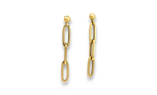 9ct Gold Paper Clip Drop Earrings 1.2g