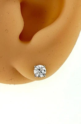 0.75ct Lab Grown Diamond & 9ct White Gold Solitaire Stud Earrings