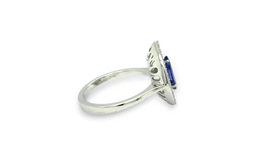 2.00ct Natural Tanzanite & Diamond Halo Ring ( Pear Shape) 18ct White Gold 5.16g