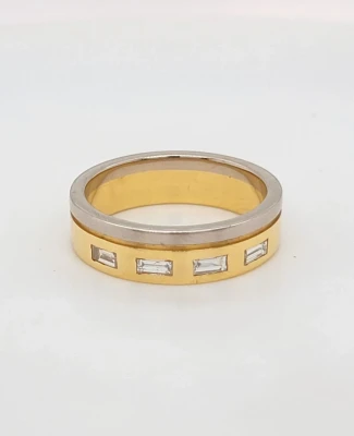 0.32ct Natural Diamond & 18ct Yellow & White Gold Eternity/Wedding Band 6.1g