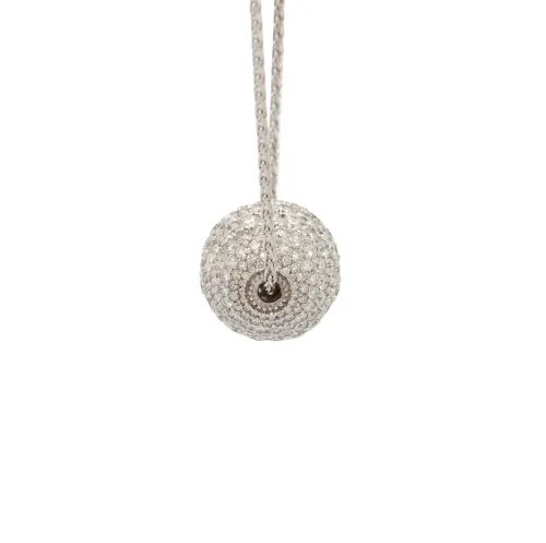 6.96ct Natural Diamond 17.5mm Ball Pendant 18ct White Gold 18 Inch 14.70g