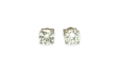 1.40ct Natural Diamond & 18ct White Gold Solitaire Stud Earrings 1.9g