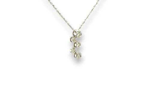 0.28ct Natural Diamond & 18ct White Gold (16 x 7mm) Fancy Pendant 16/18 Inch 3.0g