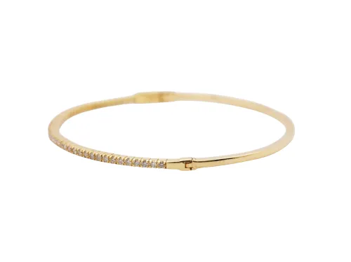 1.00ct Natural Diamond & 18ct Gold 1.8mm Hinged Bangle 9.4g