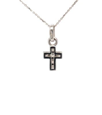 0.20ct Natural Diamond & 18ct White Gold Cross Pendant (19.5 x 8.3mm) 1.3g