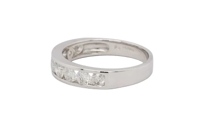 1.00ct Natural Diamond & 18ct White Gold 4.4mm Wedding/Eternity Band 3.80g