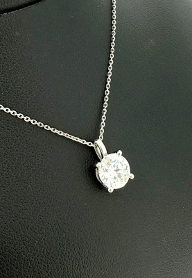 1.50ct Lag Grown Diamond & 9ct White Gold Solitaire Pendant 16/18 Inch