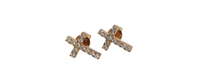 0.15ct Natural Diamond & 9ct Gold Cross Earrings 1.3g