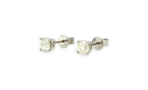 1.00ct Natural Diamond & 18ct White Gold Solitaire Stud Earrings 1.58g