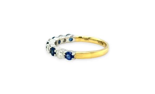 1.32ct Natural Sapphire & Diamond Eternity/Wedding Band 18ct Gold 3.45g