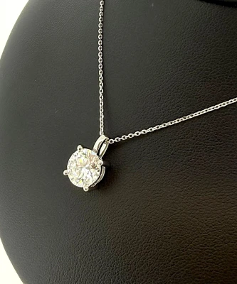 2.04ct Lab Grown Diamond & 9ct White Gold Solitaire Pendant 16/18 Inch