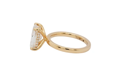 3.13ct Lab Grown Radiant Cut Diamond & 18ct Gold Solitaire Ring (Hidden Halo) 5.07g