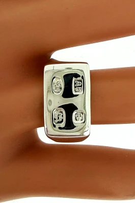 Sterling Silver Rectangular Stretched Hallmark Signet Ring 8.7g