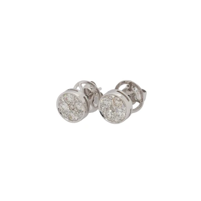0.88ct Natural Diamond & 18ct White Gold Cluster Stud Earrings 3.12g