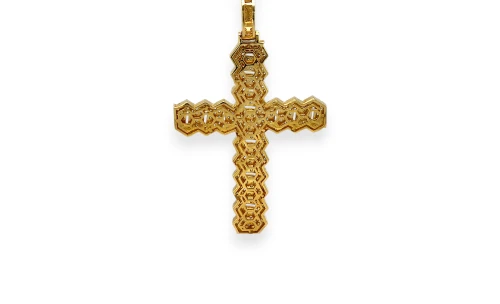 3.72ct Natural Diamond & 14ct Gold Cuban Style Cross Pendant (73.0 x 44.0 x 3.5mm) 15.02g