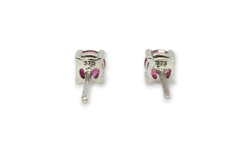 0.50ct Natural Ruby & 9ct White Gold 3.8mm Stud Earrings 1.0g