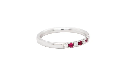 0.21ct Ruby & 0.17ct Diamond 2.2mm Platinum Eternity Band 2.4g