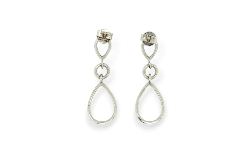 0.45ct Natural Diamond & 18ct White Gold Drop Stud Earrings (34.0 x 11.0mm) 4.5g