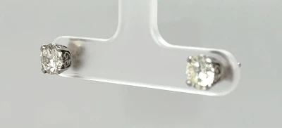 1.39ct Diamond & 18ct White Gold Solitaire Stud Earrings 1.8g