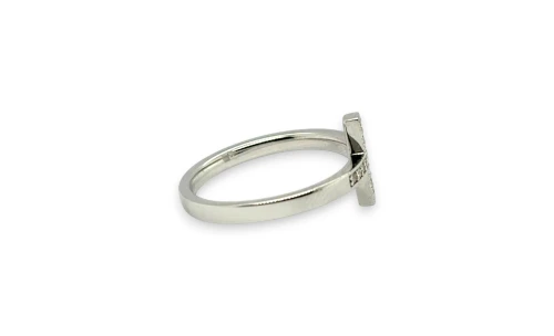 0.10ct Natural Diamond & 9ct White Gold Cross Dress Ring 2.32g