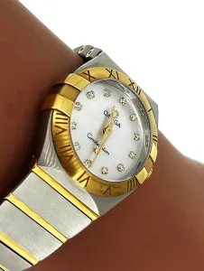 Omega Constellation 28mm - 18ct Gold & Stainless Steel- Mother of Pearl & Diamond 2019 Box & Papers