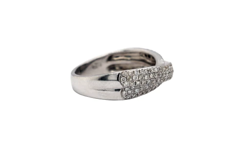 1.00ct Diamond & 18ct White Gold Cross Over Band/Dress Ring 5.5g