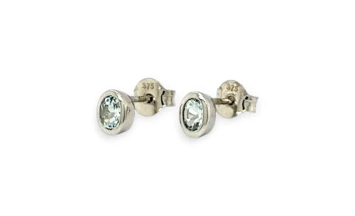 0.62ct Aquamarine & 9ct White Gold Stud Earrings 0.8g