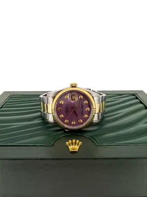 Rolex 34mm Oyster Date 18ct Gold/Stainless Steel Year 1969 AM Diamond Dial