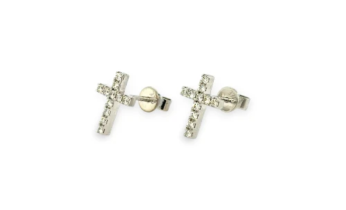 0.25ct Natural Diamond & 9ct White Gold Cross Stud Earrings (10.8 x 7.8mm) 1.3g