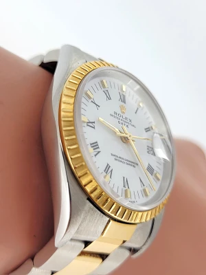 Rolex 34mm Oyster Perpetual Date- 18ct Gold & Stainless Steel 1995 Box & Papers Model: 15223