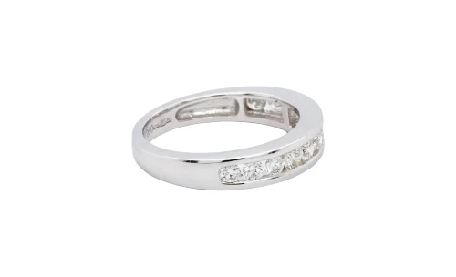 0.50ct Natural Diamond & 9ct White Gold 3.7mm Eternity/Wedding Band 2.4g